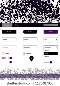 Dark Pink vector design ui kit with dots. Beautiful ui ux kit with colorful dots in its header. This template you can use for landing pages.