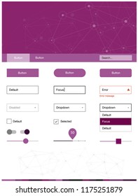 Dark Pink vector design ui kit with mosaic, circles. Simple Material Design Kit with colorful triangles, circles. This sample is for your website.