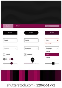 Dark Pink vector design ui kit with curved circles. Shining curly illustration in marble style with gradient. Beautiful layout for websites, landing pages.