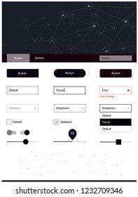 Dark Pink vector design ui kit with mosaic, circles. Ui Ux kit with colorful polygonal background in its header. Modern template for your landing page.