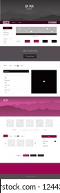 Dark Pink vector design ui kit with landscape. Colorful ui/ux kit with header consisted of hills & rocks. Modern template for your landing page.