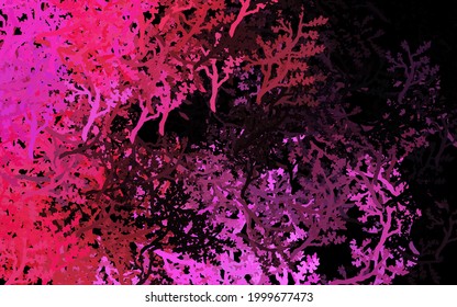 Dark Pink vector doodle backdrop with trees, branches. A vague abstract illustration with trees in doodles style. Elegant pattern for your brand book.