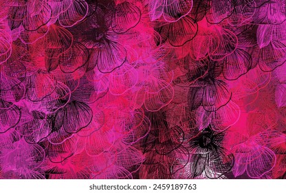 Dark Pink vector doodle background with flowers. Creative illustration in blurred style with flowers. New template for your brand book.