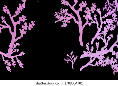 Planilla elegante vector rosa oscuro con sakura. Ilustración creativa de estilo borroso con hojas, ramas. Diseño pintado a mano para la web, folletos.