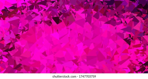 Dark pink vector geometric polygonal wallpaper. Colorful abstract illustration with gradient triangles. Landing pages design.