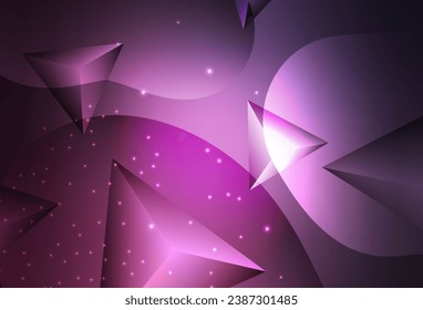 Dark Pink vector Glitter abstract illustration with connection of triangle structure. Beautiful colored illustration with blurred circles in nature style. Simple design for your web site.