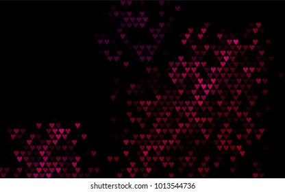 Dark Pink vector greeting Card Happy Valentine's Day. Pattern with isolated hearts on the white background. Colored illustration for your banner, website, advert.
