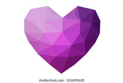 Dark Pink vector greeting Card Happy Valentine's Day. Lettering with hearts on the white polygonal background. Colored triangular illustration for your business.