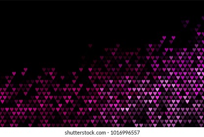 Dark Pink vector greeting Card Happy Valentine's Day. Pattern with isolated hearts on the white background. Colored illustration for your banner, website, advert.
