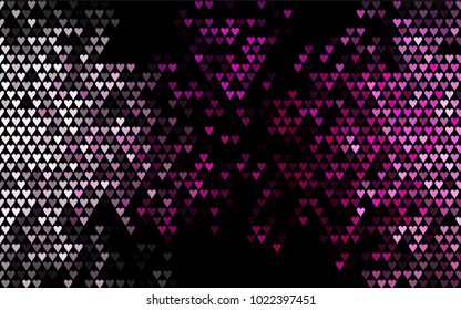 Dark Pink vector greeting Card Happy Valentine's Day. Pattern with isolated hearts on the white background. Colored illustration for your banner, website, advert.