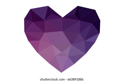 Dark Pink vector greeting Card Happy Valentine's Day. Lettering with hearts on the white polygonal background. Colored triangular illustration for your business.