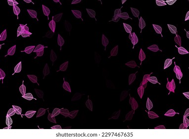 Plantilla pintada a mano con vector rosa oscuro. Nueva ilustración colorida en estilo doodle con hojas. Patrón para colorear libros y páginas para niños.