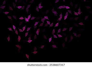 Dark Pink vector hand painted pattern. Modern geometrical abstract illustration with leaves. Brand new design for your business.