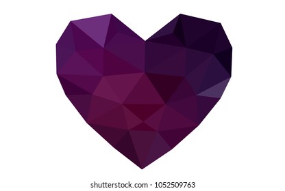 Dark Pink vector heart isolated on white background. Geometric rumpled triangular low poly origami style gradient graphic illustration. Polygonal design for your business.