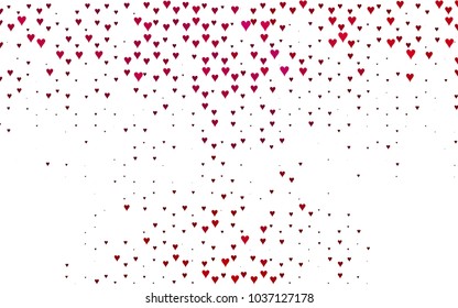 Dark Pink vector hearts isolated on white background. Cool pattern in origami style with gradient for Valentine day. Graphic illustration for your business design.