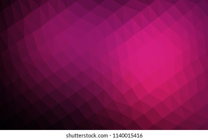 Dark Pink vector hexagon mosaic template. Triangular geometric sample with gradient.  Brand new style for your business design.