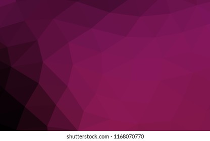 Dark Pink vector hexagon mosaic triangle mosaic. Triangular geometric sample with gradient.  Triangular pattern for your business design.