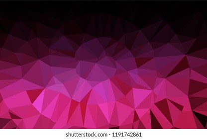 Dark Pink vector hexagon mosaic cover. Geometric illustration in Origami style with gradient.  Triangular pattern for your business design.