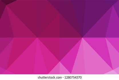 Dark Pink vector hexagon mosaic texture. Triangular geometric sample with gradient.  Brand new design for your business.