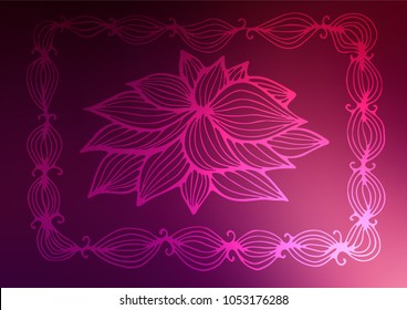 Dark Pink vector indian curved background. Ethnic elegant natural pattern with gradient. Hand painted design for web, wrapping, wallpaper.