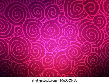 Dark Pink vector indian curved pattern. Colorful illustration in abstract style with doodles and Zen tangles. The textured pattern can be used for website.
