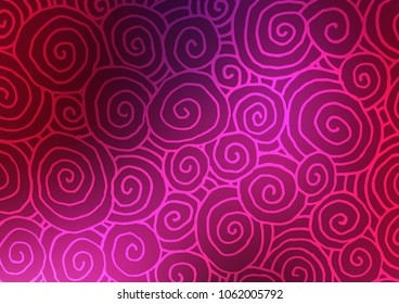 Dark Pink vector indian curved pattern. Decorative shining illustration with doodles on abstract template. Hand painted design for web, wrapping, wallpaper.