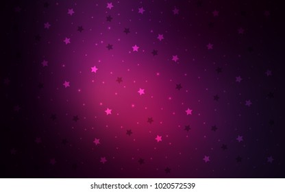 Dark Pink vector layout with bright stars. Modern geometrical abstract illustration with stars. Best design for your ad, poster, banner.