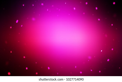 Dark Pink vector layout with bright snowflakes. Snow on blurred abstract background with gradient. The pattern can be used for new year leaflets.