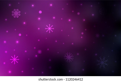 Dark Pink vector layout with bright snowflakes. Modern geometrical abstract illustration with crystals of ice. New year design for your business advert.