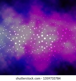 Dark Pink vector layout with bright stars. Shining colorful illustration with small and big stars. Best design for your ad, poster, banner.