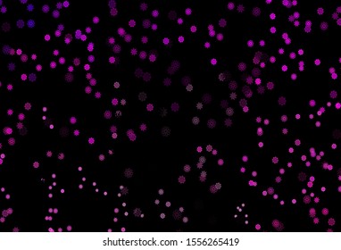 Dark Pink vector layout with bright snowflakes. Shining colored illustration with snow in christmas style. New year design for your ad, poster, banner.