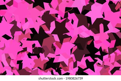 Dark Pink vector layout with bright stars. Glitter abstract illustration with colored stars. Pattern for astrology websites.
