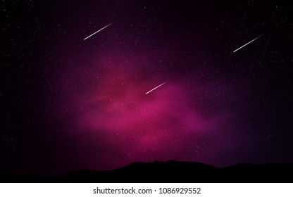 Dark Pink vector layout with cosmic stars. Blurred decorative design in simple style with galaxy stars. Best design for your ad, poster, banner.