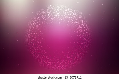 Dark Pink vector layout with cosmic stars. Space stars on blurred abstract background with gradient. Pattern for futuristic ad, booklets.