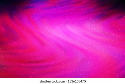 Dark Pink vector layout with cosmic stars. Blurred decorative design in simple style with galaxy stars. Pattern for futuristic ad, booklets.