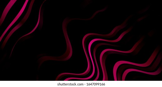 Diseño vectorial rosa oscuro con curvas. Nueva ilustración colorida con líneas dobladas. Plan para folletos y folletos.