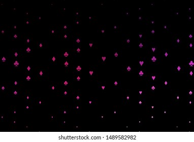 Dark Pink vector layout with elements of cards. Colorful gradient with signs of hearts, spades, clubs, diamonds. Smart design for your business advert of casinos.