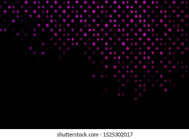 Dark Pink vector layout with elements of cards. Blurred decorative design of hearts, spades, clubs, diamonds. Pattern for leaflets of poker games, events.