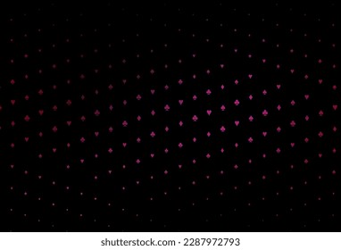 Dark Pink vector layout with elements of cards. Illustration with set of hearts, spades, clubs, diamonds. Design for ad, poster, banner of gambling websites.