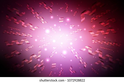 Dark Pink vector layout with festival confetti. Glitter abstract illustration with colorful confetti, ribbons. Beautiful design for your business advert of anniversary.