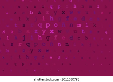 Dark pink vector layout with latin alphabet. Shining illustration with ABC symbols on abstract template. The pattern can be used for ad, booklets, leaflets of education.