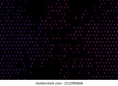 Diseño de vector rosa oscuro con alfabeto latino. Brillante ilustración colorida con letras aisladas. El patrón puede utilizarse para anuncios, folletos, folletos de educación.