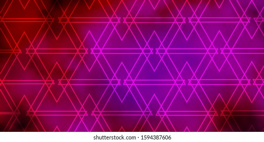 Dark Pink vector layout with lines, triangles. Glitter abstract illustration with triangular shapes. Template for landing pages.