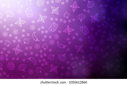 Dark Pink vector layout with restaurant food. Blurred decorative design of snacks in doodle style. Template for meal cooking in kitchen.