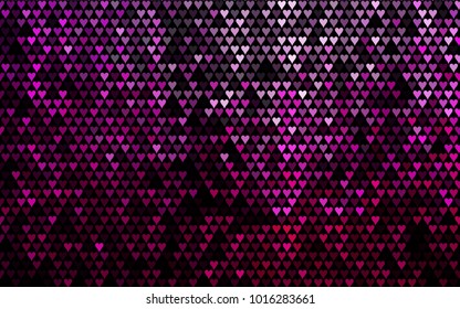 Dark Pink vector lovely background with hearts. Valentines greeting card with cute hearts. Abstract pattern for your design, website, ad.