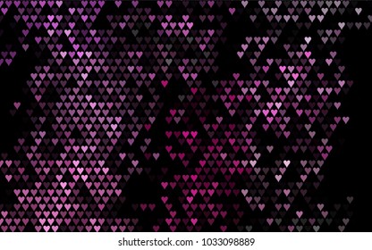 Dark Pink vector lovely background with hearts. Valentines greeting card with cute hearts. Abstract pattern for your design, website, ad.