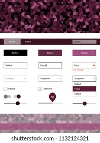 Dark Pink vector Material Design Kit with dots. Modern Style guide with colorful gradient circles in its header. Simple colorful design for websites.