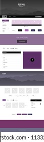 Dark Pink vector Material Design Kit with hills. Beautiful ui ux kit with colorful mountains in its header. Simple colorful design for tourist websites.