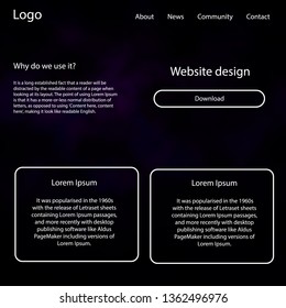 Dark Pink vector Material Design Kit with stars. Web ui kit with abstract gradient clouds in its header. Simple colorful design for websites.