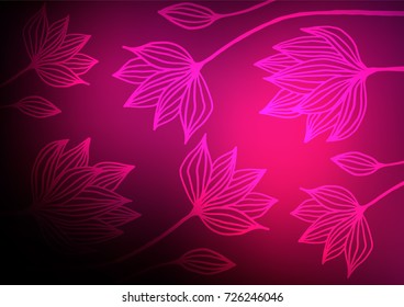 Dark Pink vector natural abstract template. Colorful illustration in abstract style with doodles and Zen tangles. Hand painted design for web, leaflet, textile.